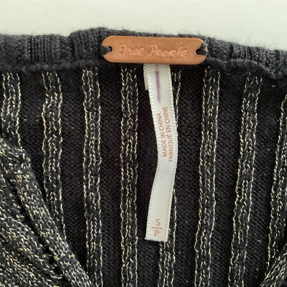 Free People Brami Tank Top Sz S Gold Metallic Ribbed Cropped Cami Relaxed Chic - Picture 3 of 7